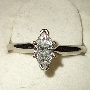 10Kt White Gold 0.35ct Marquise Solitaire Diamond Ring